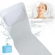 BOOC Powerful Full Body Bath Cushion with Neck Support Pillow - 42 x 125cm, 3D Air Mesh, 14 Suction Cups - Perfect After a Long Day - Home Spa Experience