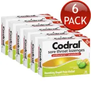 6 x Codral Duo Relief Sore Throat Lozenges Antibacterial Anaesthetic 36 Pack