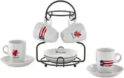 8Pc Espresso Cups & Saucers Set with Stylish Rack - Perfect for Coffee Lovers