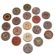 Craft DIY Assorted Flower Decorative Round 2 Holes Wood Wooden Buttons 15mm-25mm
