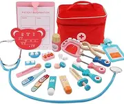 Toys for Children Girl Boy Kids Pretend Play Wood Doctor Toys Red Medical Kit Dentist Medicine Box Sets Cloth Bag Packing Games|Doctor Toys| |