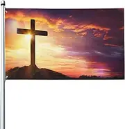 He is Risen Flag 3x5 Ft Religious Easter Cross Jesus Flag Double Sided Banner，Suitable for party decorations indoor outdoor garden decorations