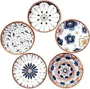 QIXIAOTOUQI 3oz Ceramic Soy Sauce Dishes of 5,Soy Sauce Dish Dipping Cups Soy Sauce Dishes,Reactive Glaze Dipping Sauce Cups/Bowls/Dishes for Kitchen, Small Bowls for Side Dishes,Dishwasher Safe