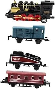 HONITANO 4pcs Retro Steam Train Pull Back Toy Set Alloy Train Models for Boy Girl Engaging Educational for Boys and Safe Design Black