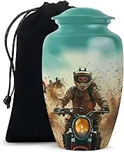 Women Motorcycle Riding Urn - Decorative Funeral Urns for Ashes Adult Men & Women - Burial Cremation for Human Ashes - Blue Memorial Unique Tribute - 10 Inch