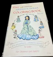 KIM’S ANTIQUE DOLLS COLORING BOOK 19 X 12 VINTAGE 1950’S RED FARM STUDIO 6 DOLLS