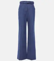 [Gabriela Hearst] Gabriela Hearst Norman cotton and linen wide-leg pants AU 16 blue