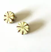 Beige & Brown Firework Disc Vintage Lucite Stud Earrings