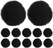 uxcell 12-Pack Faux Fur Pom Poms, 1.2 Inch/ 3.1 cm Soft Fluffy Pompoms Balls Faux Rabbit Fur with Elastic Loop for Hats/Bags/Keychains/Knitting Accessories/DIY Crafts [Black]