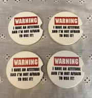 terraCOASTER- "WARNING" Car Cup Holder Coasters Ceramic 2.56 inches NOS Attitude