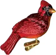 Old World Christmas Ornaments: Resting Cardinal Glass Blown Ornaments for Christmas Tree