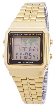 Casio Digital World Time Alarm Gold Tone Stainless Steel A500WGA-1DF Mens Watch