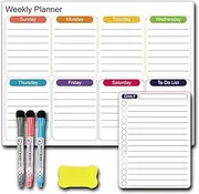 JIWIHE Dry Erase Magnetic Calendar for Refrigerator Monthly & Weekly & Daily Planner Magnet Whiteboard for Fridge, Fridge Calendar Organizer Kit(Set3)
