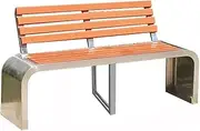 Garden Bench Park Outdoor Bench with Backrest Stainless Steel Seat Wooden Brown Color Outdoor Bench