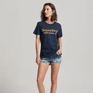 【Superdry】女裝 短袖T恤 Vintage Rainbow(海軍藍)