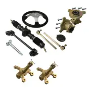 Steering Wheel Knuckle Gear Rack Pinion Shaft Kit+ 3 Stud Hub Stub Axle Go kart