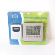 Wireless Weather Station Calendar Indoor Outdoor Temp Humidity CLOCK TIME AQUA