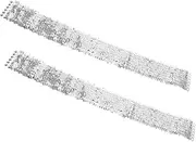 [FOMIYES] 2pcs Silver Sequin Belt Wide Elastic Waistband with Shiny Buckle for Halloween Disco Parties Costume Dress Up Stylish Accessory for Women