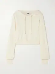 [RE/DONE] RE/DONE - + Net Sustain + Pamela Anderson Cropped Organic And Recycled Cotton-terry Hoodie - Cream - small small Cream