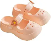 [Dikermoon] Women's Kawaii Platform Clogs - Flower Cut-Out Slide Sandals for Fashionable Outdoor Beach Wear