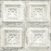 Froluya Tin Tile Peel and Stick Wallpaper Vintage Tiles Contact Paper 16.9” x 118.1” Distressed White Tiles Self Adhesive Wallpaper for Ceiling Faux Embossed Removable Wall Paper for Backsplash Vinyl