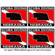 NEBRASKA SCUBA DIVING Flag-Map Shape USA Rectangular Stickers, Decals 50mm x4