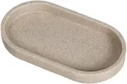 B Baosity Soap Dispenser Tray Vanity Tray Oval Shape Sleek 20x10cm Multipurpose for Bathroom Counter Accessories Modern, Beige