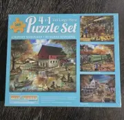Bits & Pieces 4 in 1 Set of 300 Piece Puzzles COUNTRY NOSTALGIA New Sealed Box