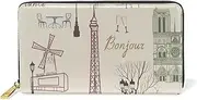 [MASSIKOA] Travel Paris Eiffel Tower Landmark Womens Clutch Purses Organizer And Handbags Zip Around Wallet