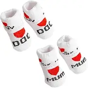 [GXGM] Baby Cotton Socks Cute Socks I Love Mum + I Love Dad Newborn Toddler Boys Girls Cotton Small Socks Envelope Style 2 Pairs, bronze, Medium