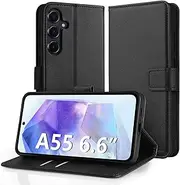 [Hianjoo] Case Compatible with Samsung Galaxy A55 6.6", Premium Protective Wallet Card Flip PU Leather Phone Case Replacement for Samsung Galaxy A55 - Black