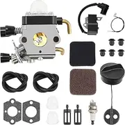 Aepiraza FS80 FS85 Carburetor for Stihl FS75 FS80 FS80R FS85 FS85R FS85T FS85RX C1Q-S42 C1Q-S63A HS80 HS85 String Trimmer Weed Eater Parts with 4137 400 1350 Ignition Coil 4137 124 2800 Air Filter