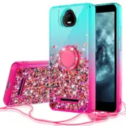 For Schok Volt SV55 Case Liquid Glitter Diamond Cover with Tempered Glass