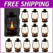 12Pcs Flickering LED Mini Lanterns with Batteries - Vintage Table Centerpieces