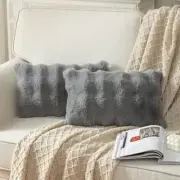 Pack of 2 Thick Soft Wool Decorative Throw Pillow 20" x 12" (Pack of 2) Grey