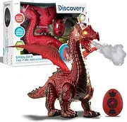 Discovery Kids RC Dragon Smoke Breathing Pet Toy, Infrared Remote-Controlled Walking and Flapping Wings, Light Up Dragon Roars and Growls