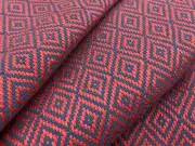 Schumacher Geometric Diamond Fabric- Sofia Diamond / Rouge Prussian Blue 3.10 yd