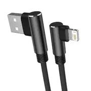 Braided 3A Fast USB 2M/6FT Cable Heavy Duty Charging Syn Charger For iPhone 14/13/12/11 Pro XS Max iPad 90 Degree Angle-Black