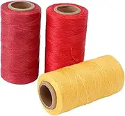 CORHAD 3Pcs Flat Waxed Leather Sewing Thread Hand Stitching Cord for Leather Red Ideal for Crafting Bookbinding and Repair Projects