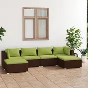 6 Piece Garden Lounge Set with Cushions Poly Rattan Brown, Furniture Sets, Patio Furniture