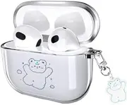 Xcellentlife Compatible with AirPods Case Cover, Clear Case for Women Girls Cute Soft Protective Cover with Keychain Design for AirPod Charging Case (Disco Bear, for Airpods pro)