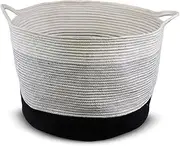 multipurpose extra-large basket | 100% cotton in subtle colours | woven storage basket | basket to organize your kitchen | multifunctional wicker basket (56 cm x 56 cm x 35 cm)