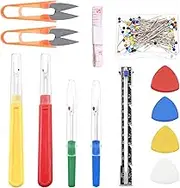 Glarks 518Pcs Sewing Seam Rippers Kit Including 4Pcs Big & Small Seam Rippers, 500Pcs Sewing Pins, 10Pcs Tailors Chalk, 2Pcs Thread Snips, 1Pc Tape Measure and Sliding Gauge for Craft and Sewing Tool