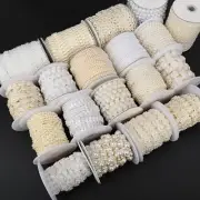 Imitation Pearl Beads Chain ABS Plastic Flatback Trim Wedding Craft Decor 2Yards