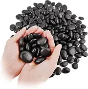 WHANLEY L&Q Black River Rocks for Landscaping Polished Pebbles Cover Plants Rocks Decorative Stones(Stones Size:0.8-1.4 Inches) Rocks for Plants, Vases, Aquariums, Terrarium,Outdoor Gardening 2 LB