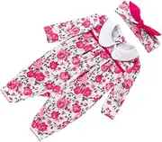 Ipetboom Newborn Girl Rompers Set Pack Headband for Newborn Photography Outfits Days Outfit Comfortable Cotton Jumpsuit