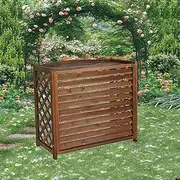 Outdoor wooden Breathable air conditioner cover,outdoor unit Equipment outer cover,garden pool equipment enclosure,radiator covers,trash can privacy fence,fence privacy screen,plant display stand. ( C