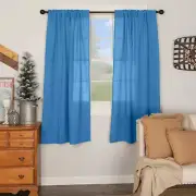 2 Panel Solid Cotton Curtains Blue Lagoon Light Filtering Rod Pocket Drapes Set