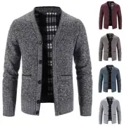 Stylish Men's Knitted Button Cardigan Coat with Fleece Lining Winter