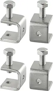 Fenteer 4X C Clamp Fixed Holder Clip Multi Function Fasteners,304 Stainless Steel,with Wide Jaw Openings Square Clamp for Woodworking